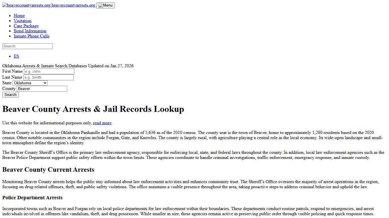 Beaver County, OK Arrests, Warrants, Police Records Search